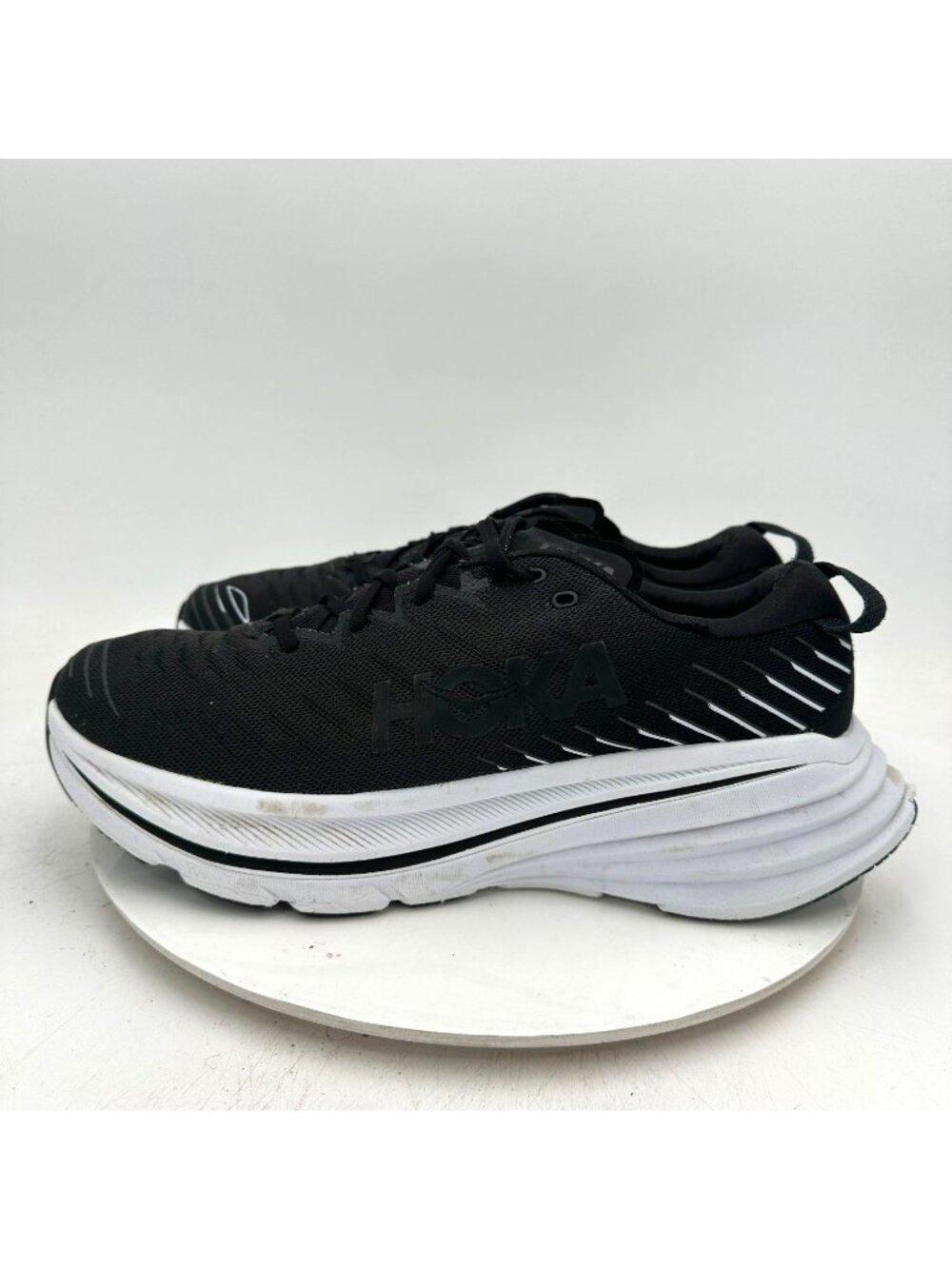 Hoka One One Bondi X Men Size 12D 1113512-BWHT Black White Running Shoes